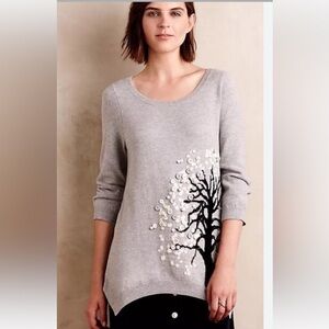 Anthropologie HWR Monogram Button Tree‎ Tunic Sweater Size XXS